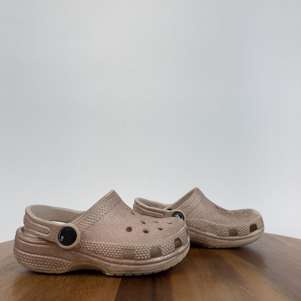Little Kids Girls Crocs Sparkle Pink Comfort Classic Clogs Shoes Sandal Size 9 C